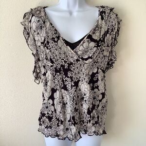 Rogue Romantic Y2K Whimsigoth Witchy Fairy Grunge Floral Ruffle Blouse Medium